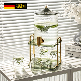 德国轻奢玻璃冷水壶带龙头水壶套装大容量家用凉水壶水果茶饮料桶