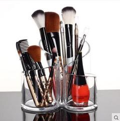 亚加丽加 透明连体刷具桶 可爱创意化妆品收纳盒 桌面整理盒