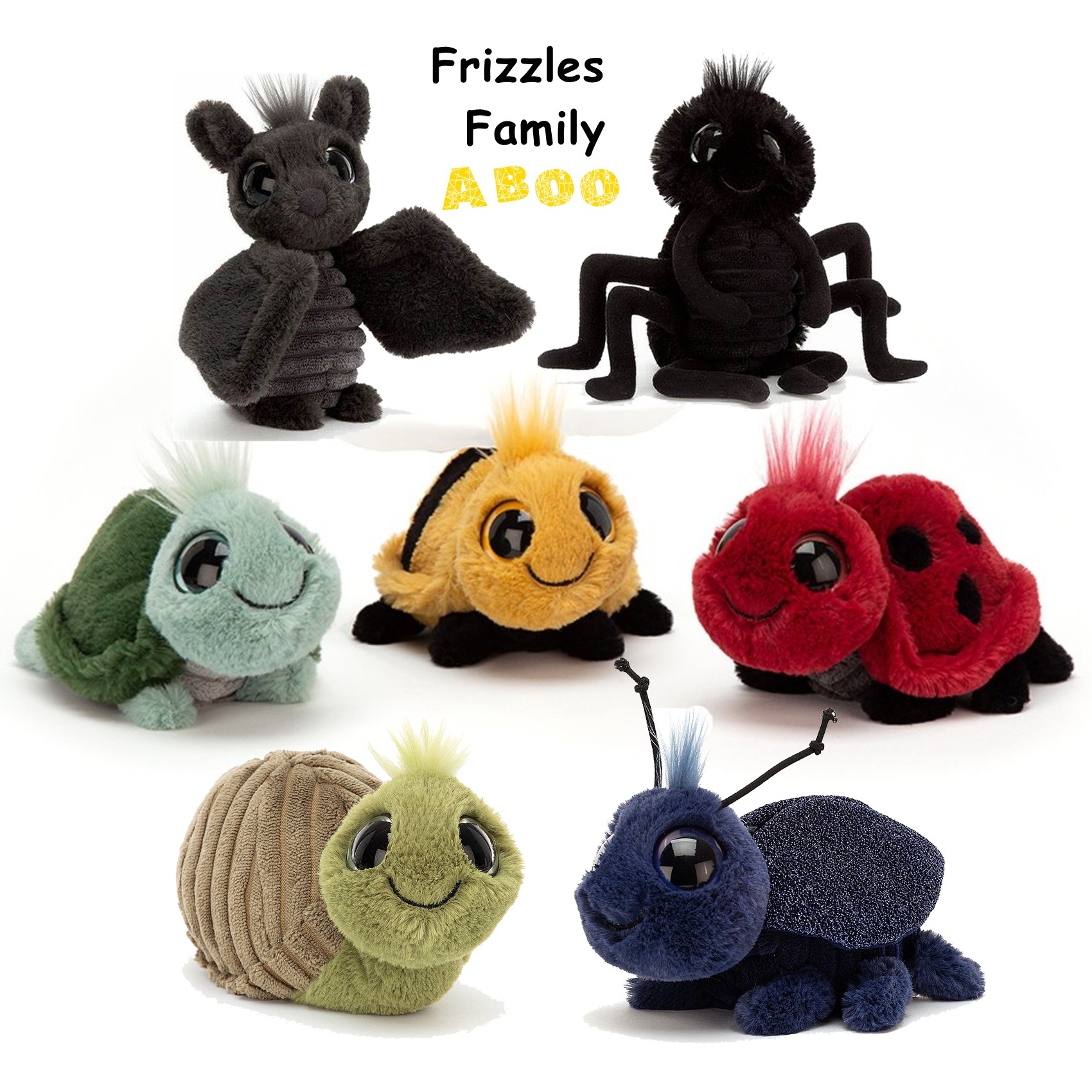 英国jellycat正品!frizzles萌萌大眼睛 蜜蜂瓢虫乌龟毛绒玩偶