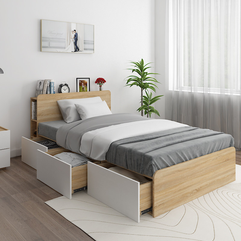 单人床高箱储物床定制带抽屉收纳省空间双人床定做家具板式床优惠券