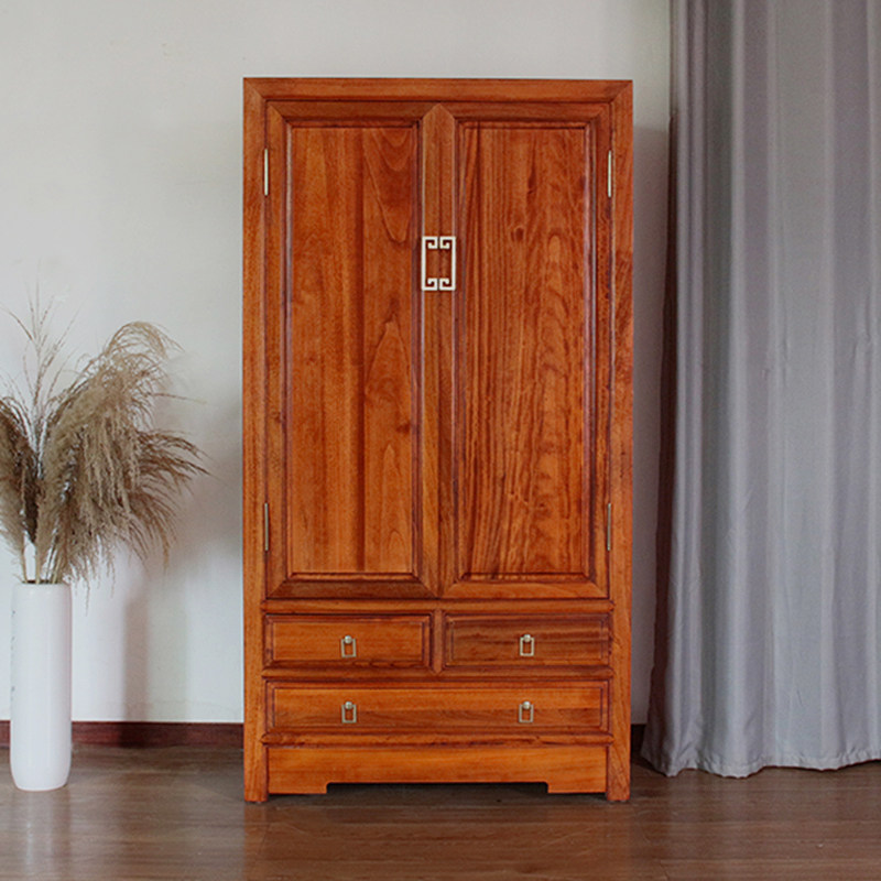 香樟木实木衣柜现代整装柜子樟木家具双门大衣柜中式轻奢衣柜