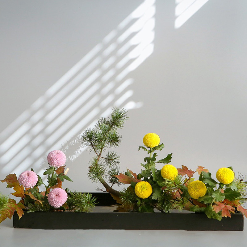 小原流铁艺插花器皿写花艺花道景盘插花花器长方形黑色托盘可定制