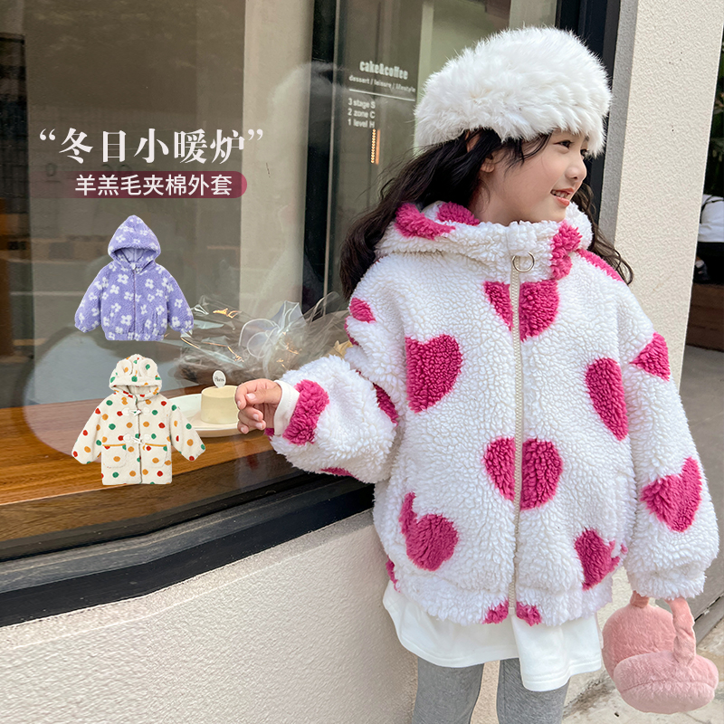 陈大猪女童L妈洋气外套2023冬新款洋气时髦女孩加绒儿童保暖上衣