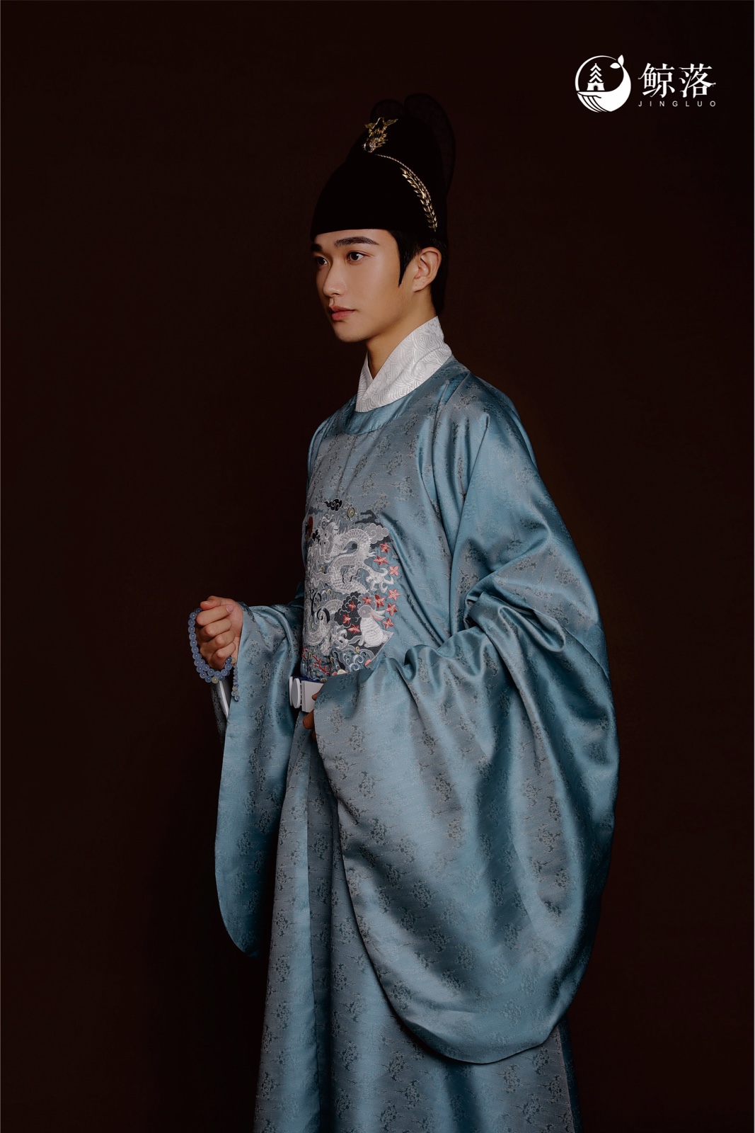 长安鲸落坊国士无双绣花明制圆领袍男款汉服现货全款