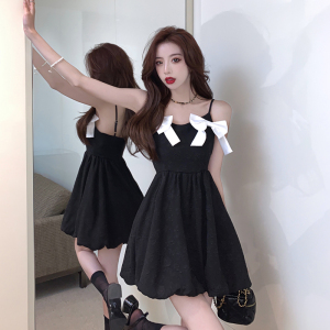 Suspender bud skirt high waist thin puffy skirt dress