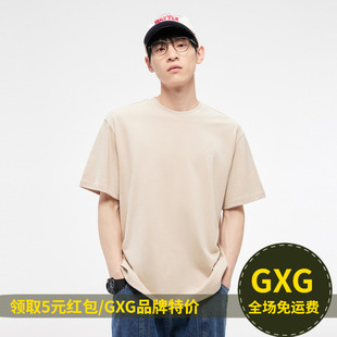 GXG 爆款夏基础多色明线兔子刺绣情侣T短袖男T恤GED14412362