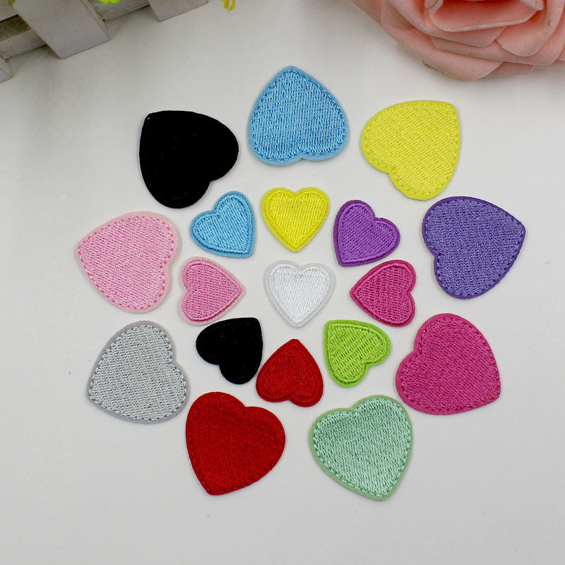 多色爱心布贴鞋帽衣服裤子装饰修补小洞心型贴花刺绣桃心补丁贴布