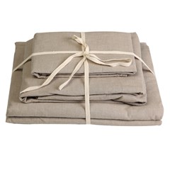 良品 水洗棉纯色藕粉米色灰色床上用品四件套被套床单枕套