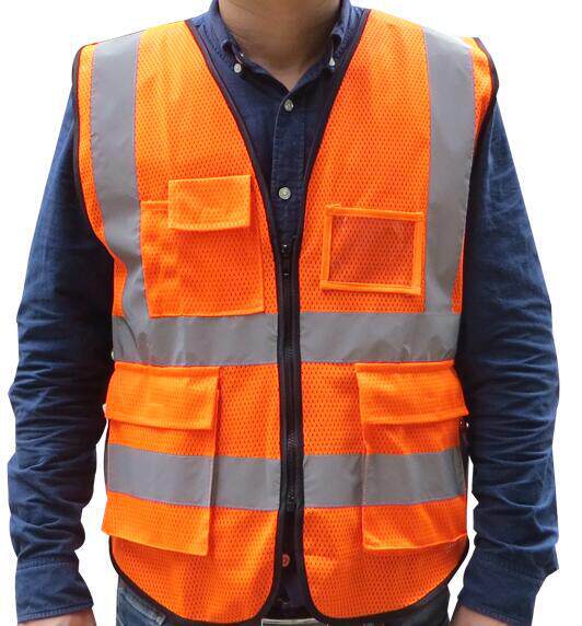 建筑工程施工工地透气桃心网眼布安全放光反光马甲背心防护服装