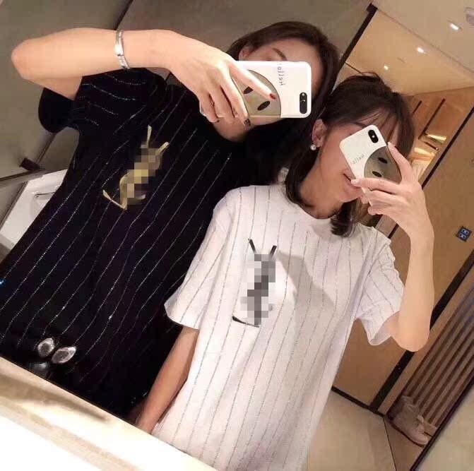 2019夏季新款时尚高端上衣bling潮流手工烫钻条纹短袖网红T恤女潮在类目 女装/女士精品, T恤中 - 来自Buy2taobao.com提供专业的淘宝代购服务