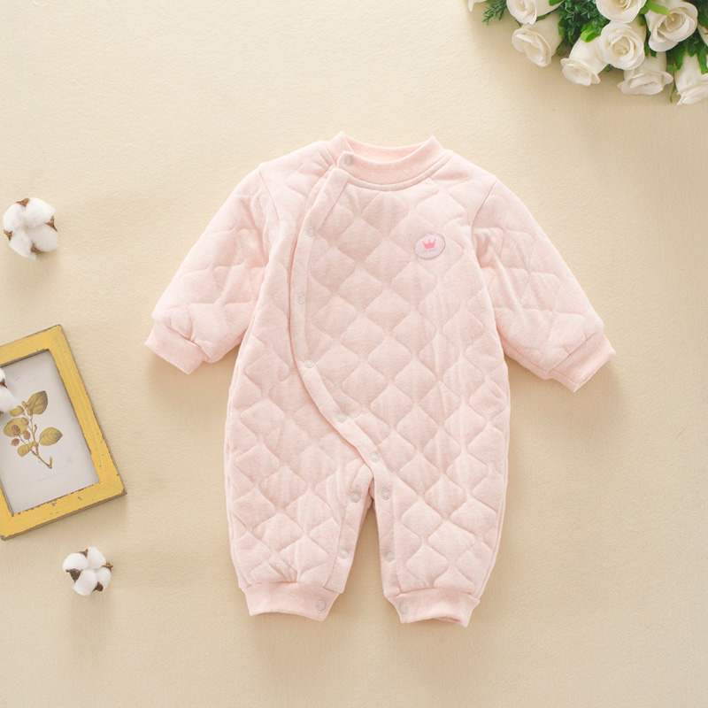 一折宝宝爬爬服冬季 0-3个月_新生婴儿衣服0-3个月6纯棉宝宝连体衣夹