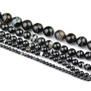 Myatou Crystal stripe loose beads of agate semi-finished products across the natural Black Pearl color Onyx