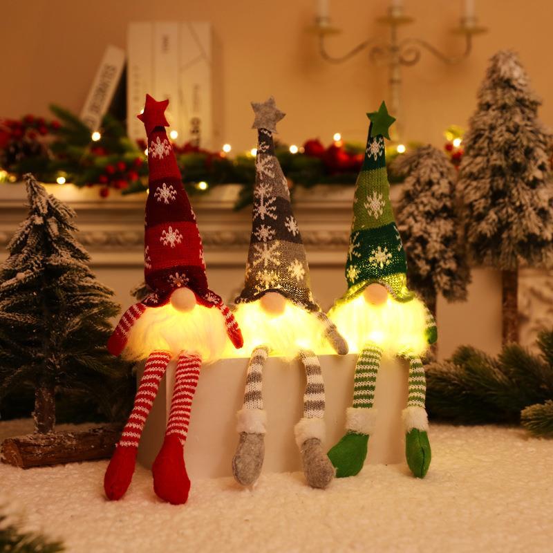 圣诞节装饰品橱窗摆件带灯发光老人公仔娃娃简约可爱装扮卧室客厅