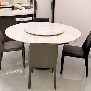 轻奢岩板餐桌椅组合现代简约家用小户型旋转伸缩可变圆桌吃饭桌子