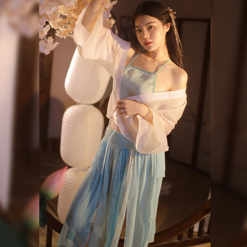 喵污姬性感古风肚兜雪纺私房情调舞蹈服汉服套装摄影制服表演服