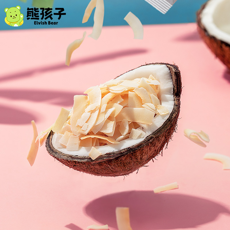 熊孩子椰子脆片18g*12袋椰子干碳烤椰子片海南特产零食