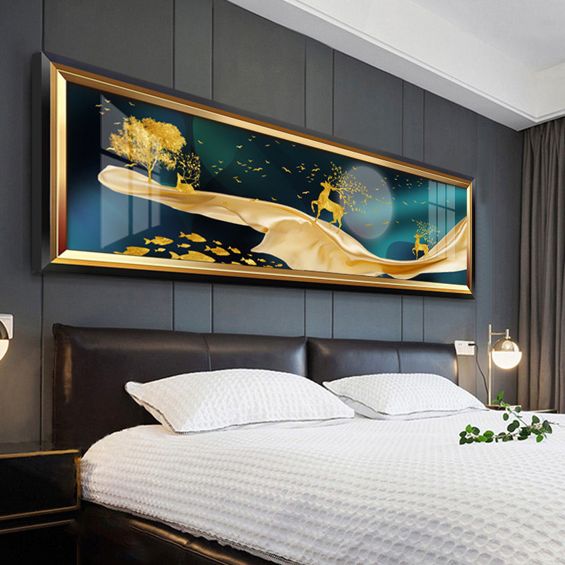 美式轻奢挂画卧室壁画床头装饰画简约墙面温馨主卧背景墙欧式油画