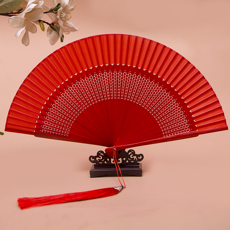 宝扇开翅扇子折扇女扇易开合大红舞蹈扇23厘米跳舞旗袍走秀折叠扇