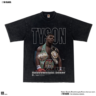Tyson拳王泰森美式人物印花拳击复古短袖vtg重磅纯棉水洗休闲T恤