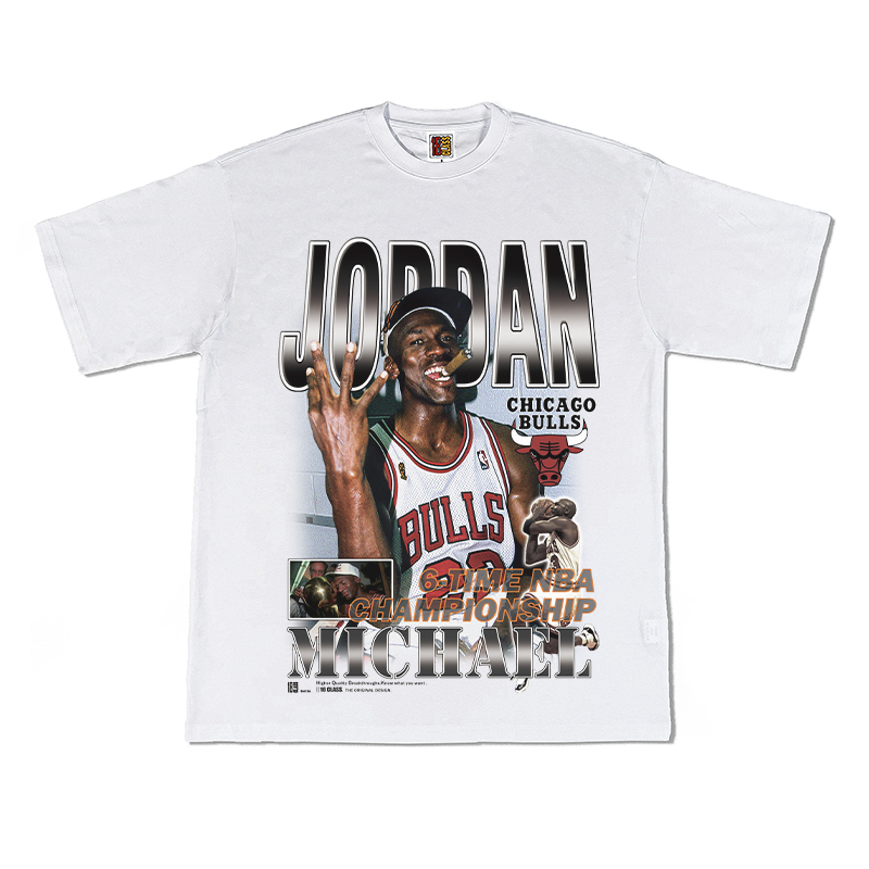 原创丹乔MJ牛公队复古篮球小众美式印花重磅水洗做旧休闲短袖T恤