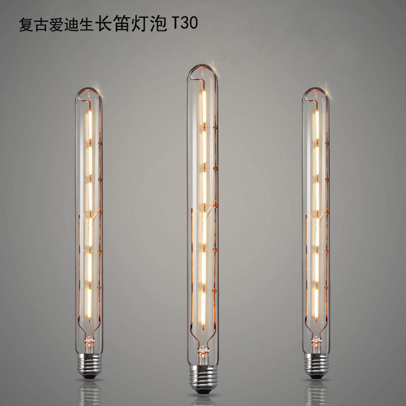 led长条形灯泡爱迪生复古灯t45t125 t300暖光e14创意咖啡厅仿钨丝