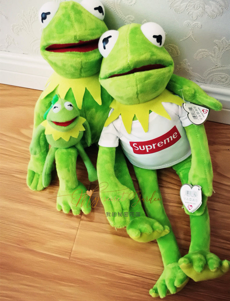 supreme芝麻街青蛙公仔小挂件钥匙扣青蛙娃娃kermit 科米生日礼物_不
