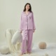 夏季新品Ｖ～S 紫圆波点薄款女士缎面长袖长裤睡衣家居服套装包邮