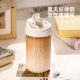 玻璃水杯女生高颜值吸管杯高硼硅喝水杯子便携带盖果汁牛奶咖啡杯