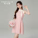 韩语琳超好看连衣裙2024年新款女法式高级感气质粉色无袖挂脖裙子