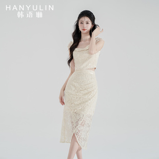 韩语琳套装女2024新款夏季时尚气质显瘦吊带上衣半身裙洋气两件套