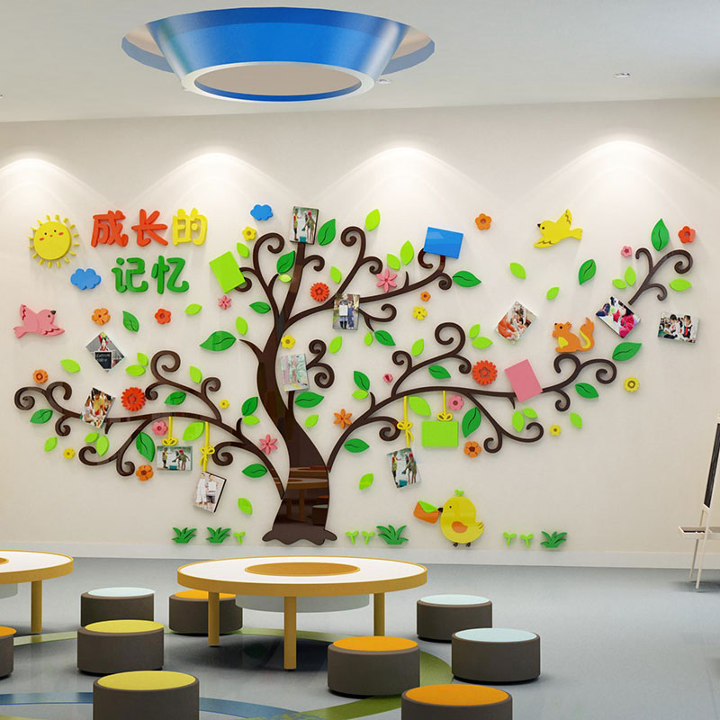 幼儿园墙面装饰环创主题照片教室环境布置创意班级文化成长许愿树