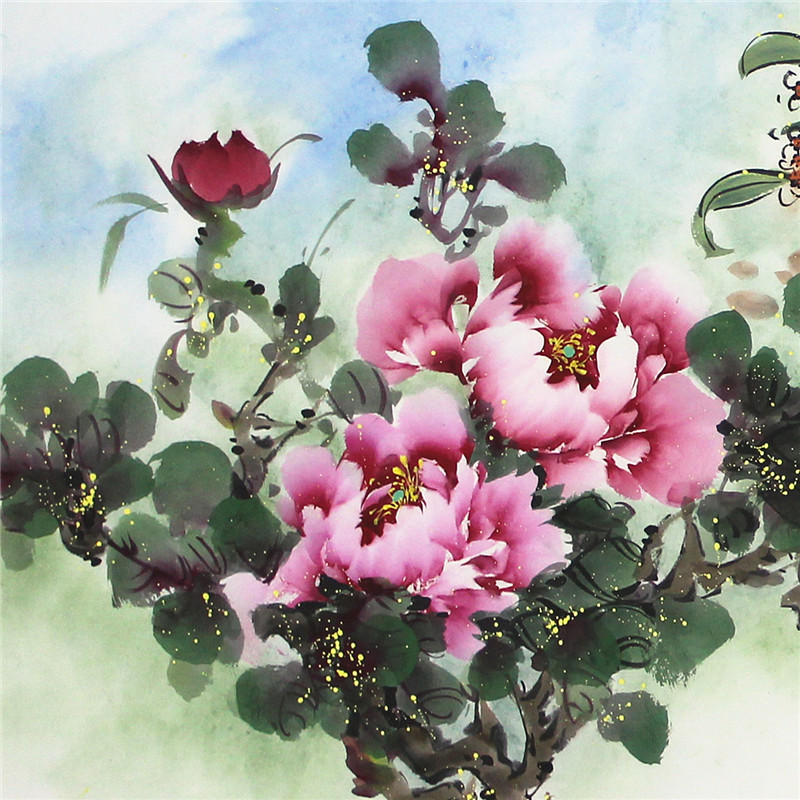 王绍华《富贵满堂》 精品牡丹 180cmx70cm