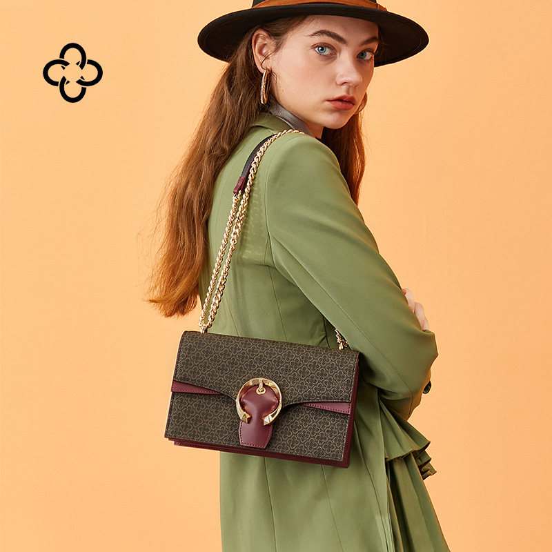 cassile卡思乐包包女斜挎包2021新款单肩斜挎包女老花质感链条包