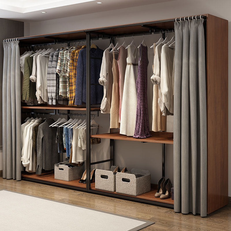 步入式衣柜架衣帽间置物架金属铁艺开放式衣架卧室落地挂衣物架子