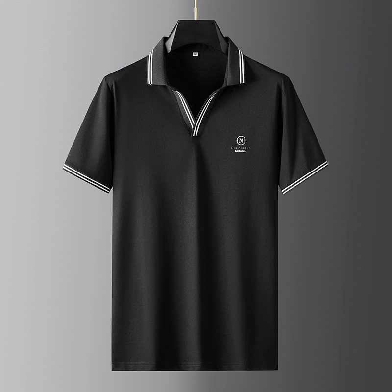 v字领t恤男短袖大码