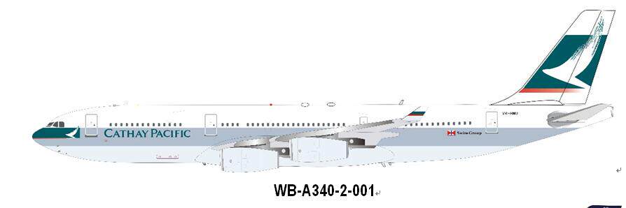 预售国泰航空a340-200vr-hmu客机模型wb-a340-2-001飞机模型