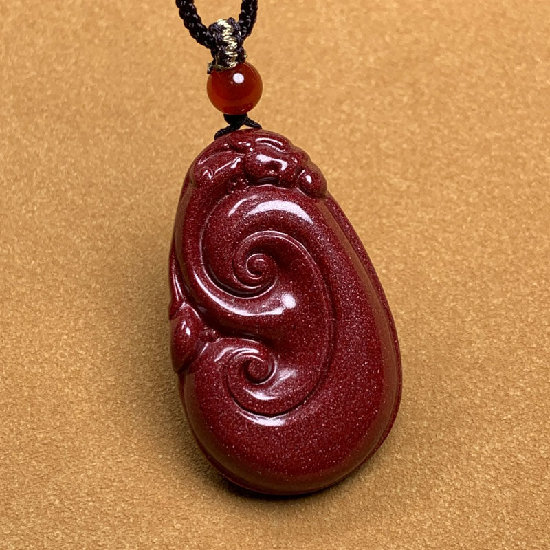 天然原矿紫金砂如意挂件情侣本命年转运朱砂吊坠项链女毛衣链饰品