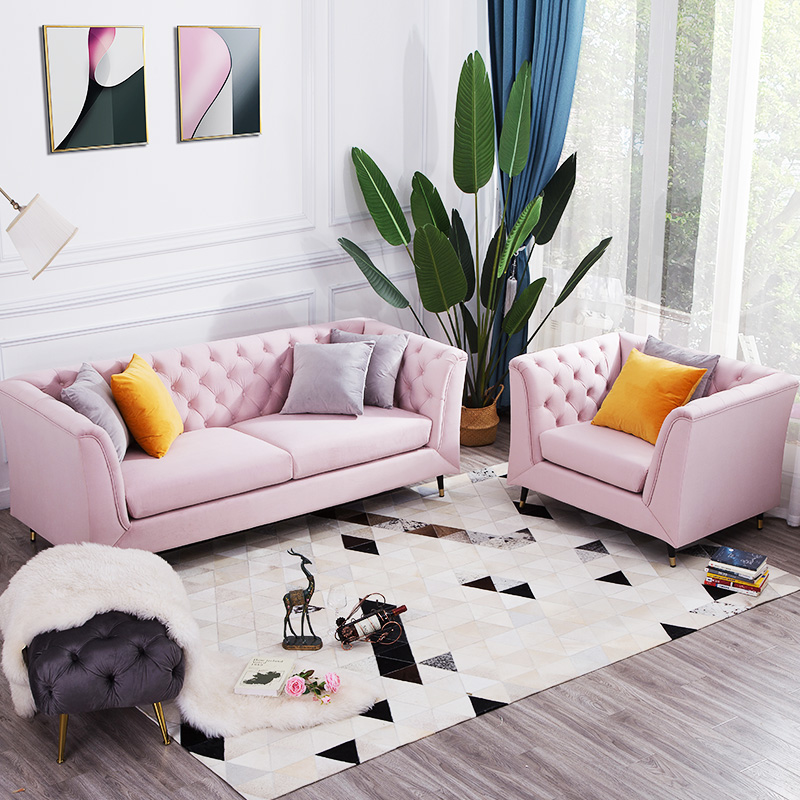 轻奢ins网红布艺沙发美式欧式客厅组合粉色三人服装店样板房整装|ruв категории жилой мебели, диван класса, диван - от Buy2taobao.com для оказания профессиональной услуги покупки агента Taobao