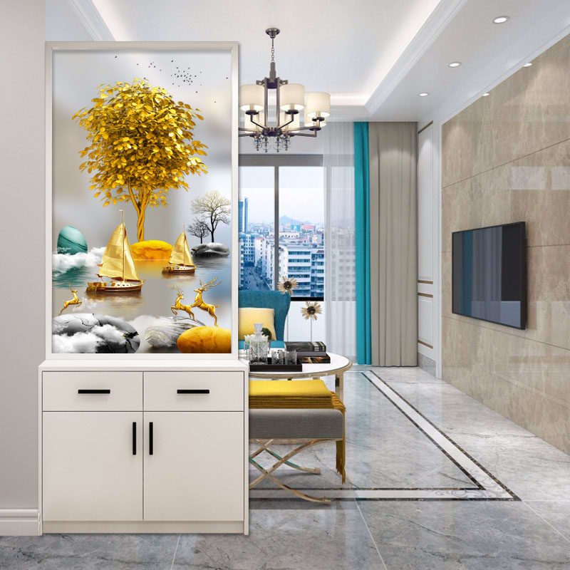 现代简约入户正对门玄关一体客厅双面玻璃新款进门隔断柜门厅柜