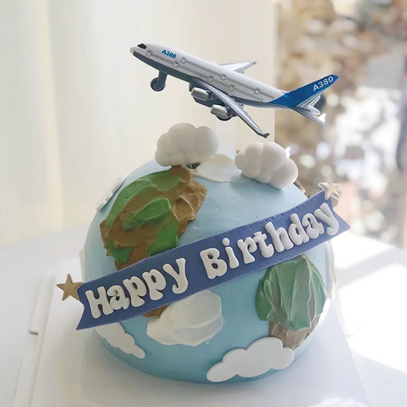 卡通仿真飞机模型蛋糕装饰摆件回力合