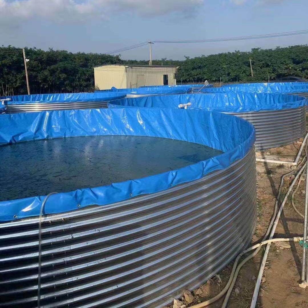 户外大型养鱼池高密度加厚折叠水池镀锌板支架养殖水箱帆布防水布