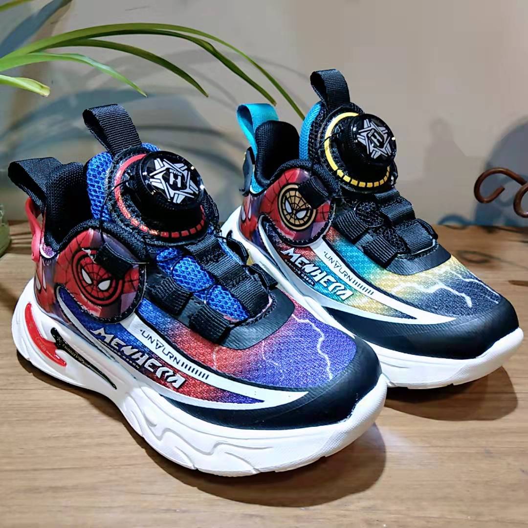 狄猛童鞋男童鞋子2022春季新款儿童运动鞋蜘蛛侠旋转扣跑步鞋超轻