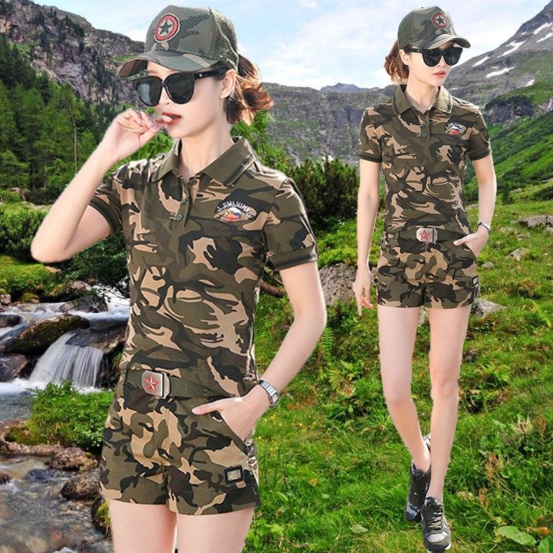特价迷彩短裤套装女