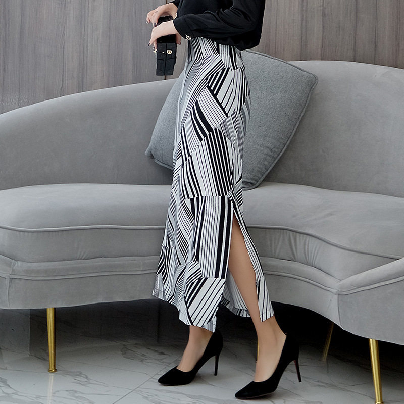 雪纺一步裙开叉