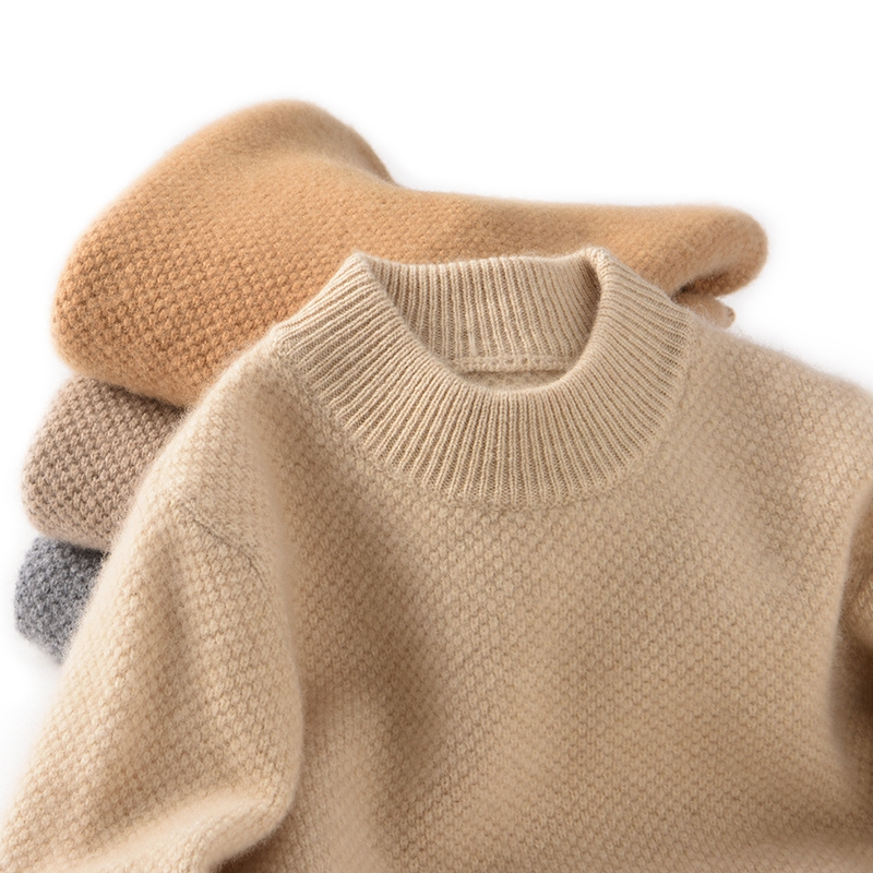鄂尔多斯产儿童羊绒衫半高领女童套头毛衣男童打底衫宝宝羊毛衫厚
