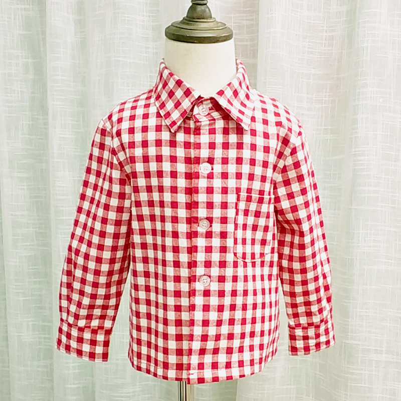 children lattice shirt Red and white lattice Boy Influx of women baby Western style child Cardigan jacket pure cotton Long sleevein the Children/Baby/Family fitted , Shirt category - from Buy2taobao.com to provide professional Taobao agent buy service