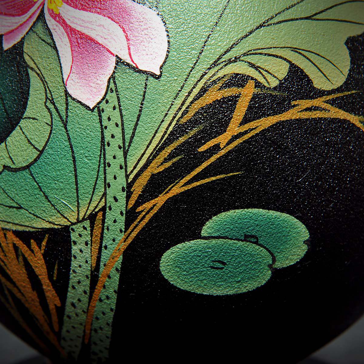 中国黑陶工艺美术大师 刘德功 手工绘画作品《莲池赞》