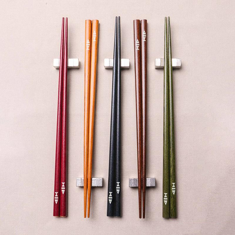日本进口 天然木筷子5双装家用高档日式尖头防滑筷家庭用木质筷子