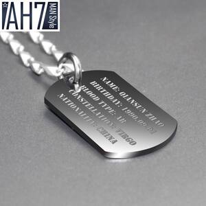 军牌项链男士钛钢吊坠铭牌个性定制美国大兵身份牌情侣毛衣链