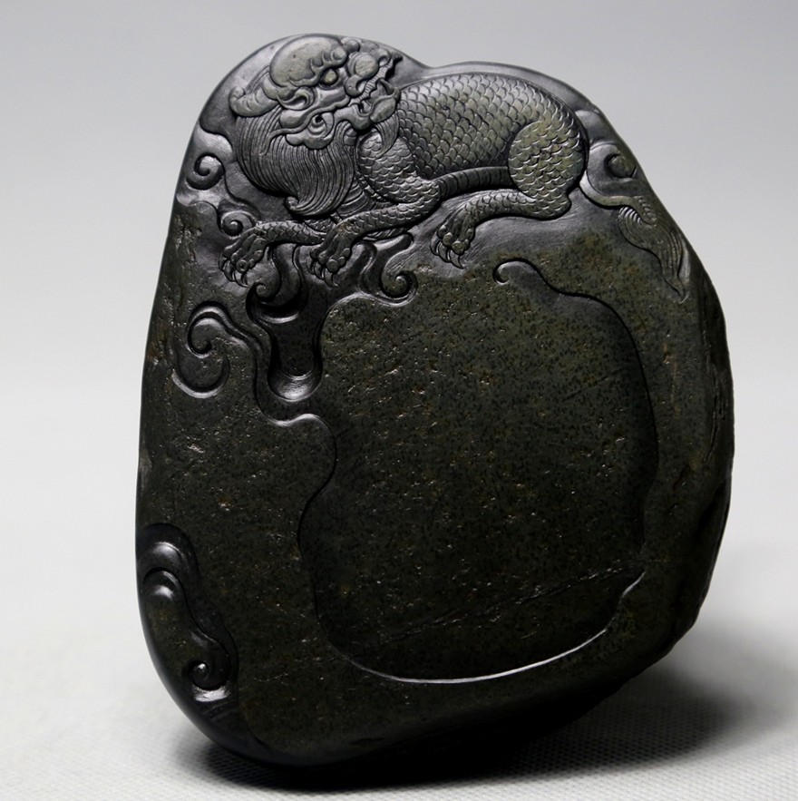老坑眉纹子石《麒麟砚》钱尼亚作品 精品歙砚 中国四大名砚